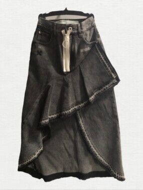 Offwhite Asymmetrical Denim Skirt
